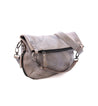 A grey leather Tahiti crossbody bag with a Bed Stu strap.