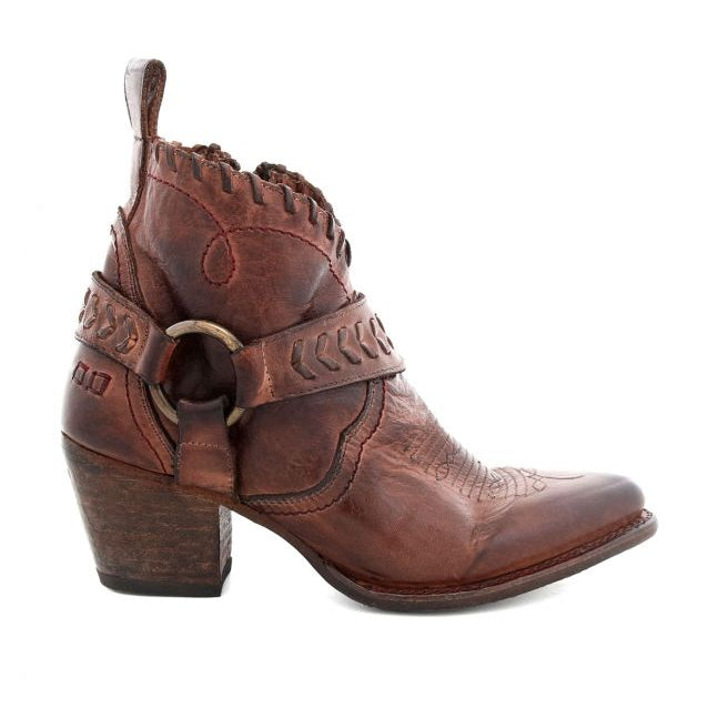 A women's brown cowboy boot with a buckle called the Tania by Bed Stu.