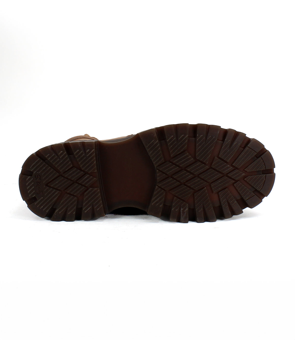 The Bed Stu Tempt boot features a brown sole with deep, rugged treads and a lightweight lug outsole, shown against a plain white background.