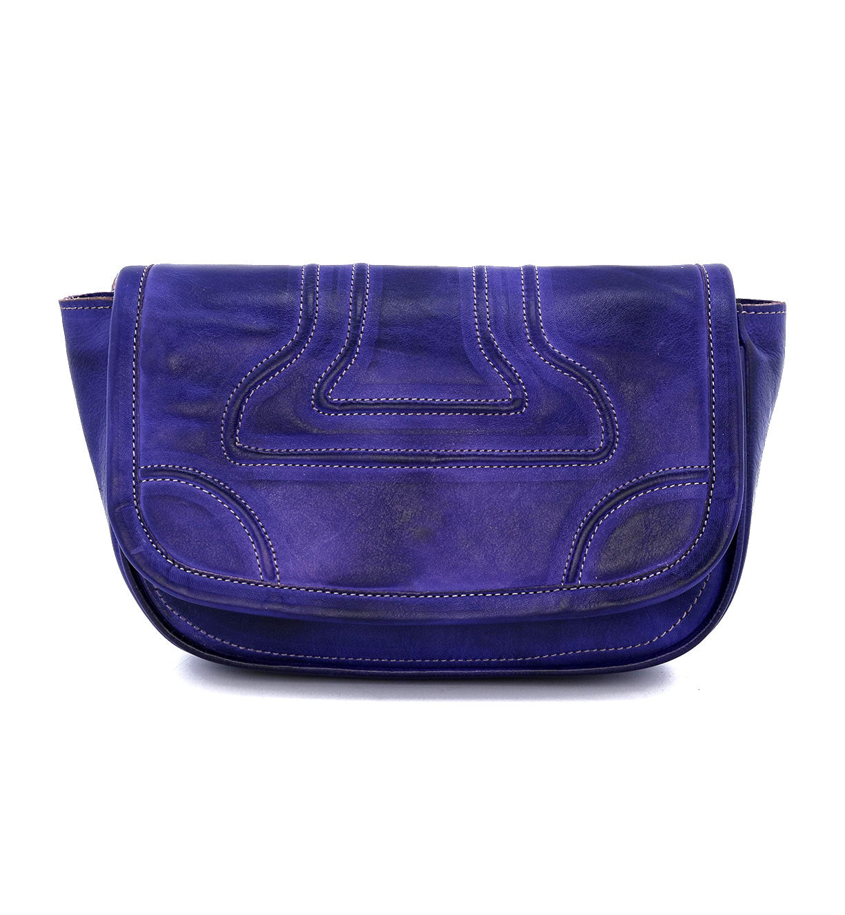 A purple leather Travers bag with a zipper by Bed Stu.