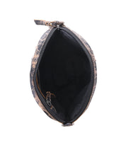 Open Bed Stu Abundance small sling bag displaying its empty black interior, isolated on a white background.