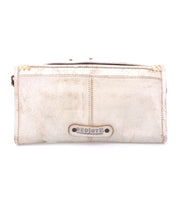 A sleek white leather Amina II wallet by Bed Stu on a white background.
