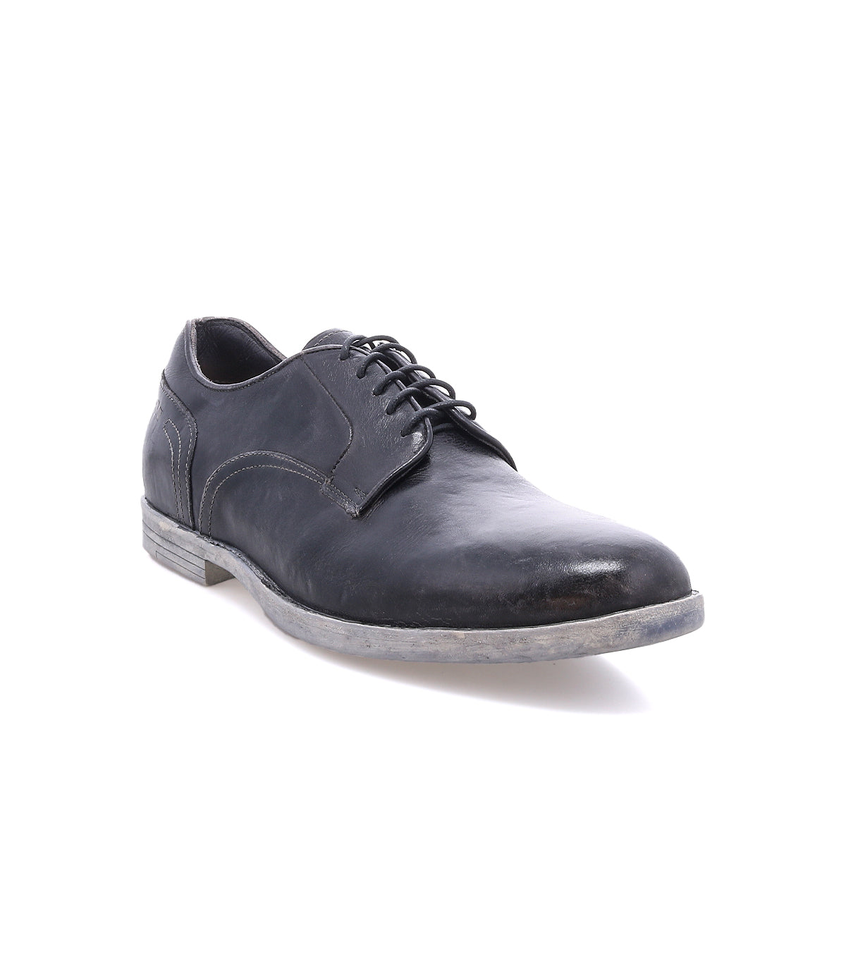 The Bed Stu Anchiano is a black leather oxford with a flexible sole and slightly worn finish, shown against a white background.