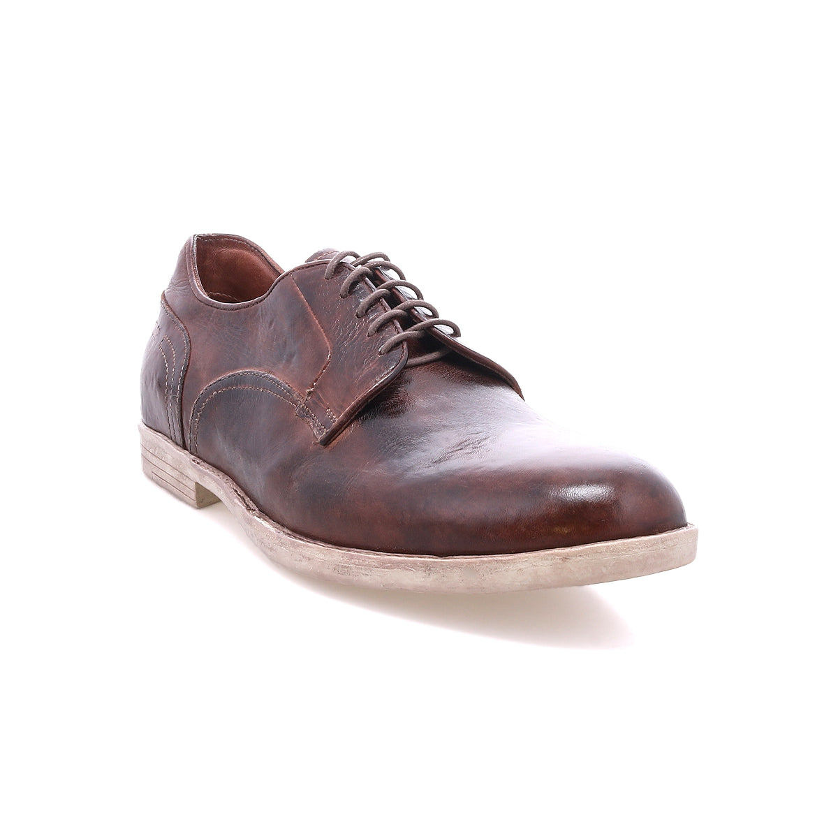 The Bed Stu Anchiano is a single distressed leather oxford shoe with a worn look and a light, flexible sole, photographed against a white background.