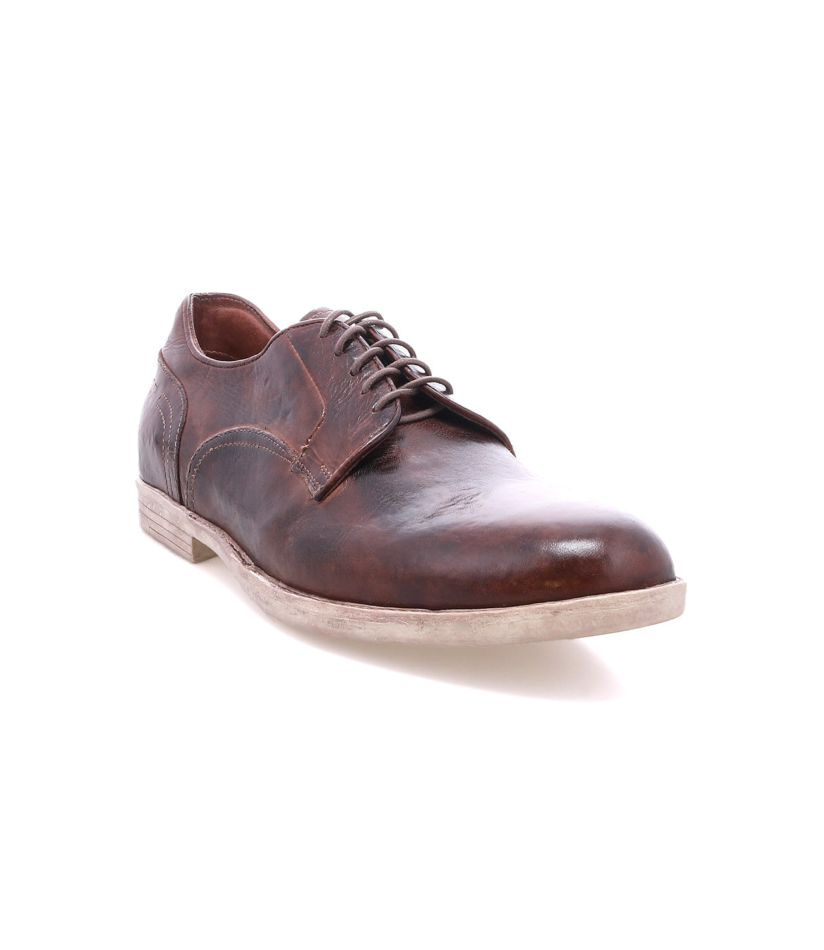 The Bed Stu Anchiano is a single distressed leather oxford shoe with a worn look and a light, flexible sole, photographed against a white background.
