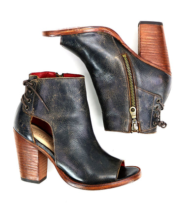 leather open toe boots