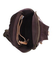 A top view of the Bed Stu Beau shows its open brown leather design with empty main compartment and inner pockets, making it perfect for everyday use.