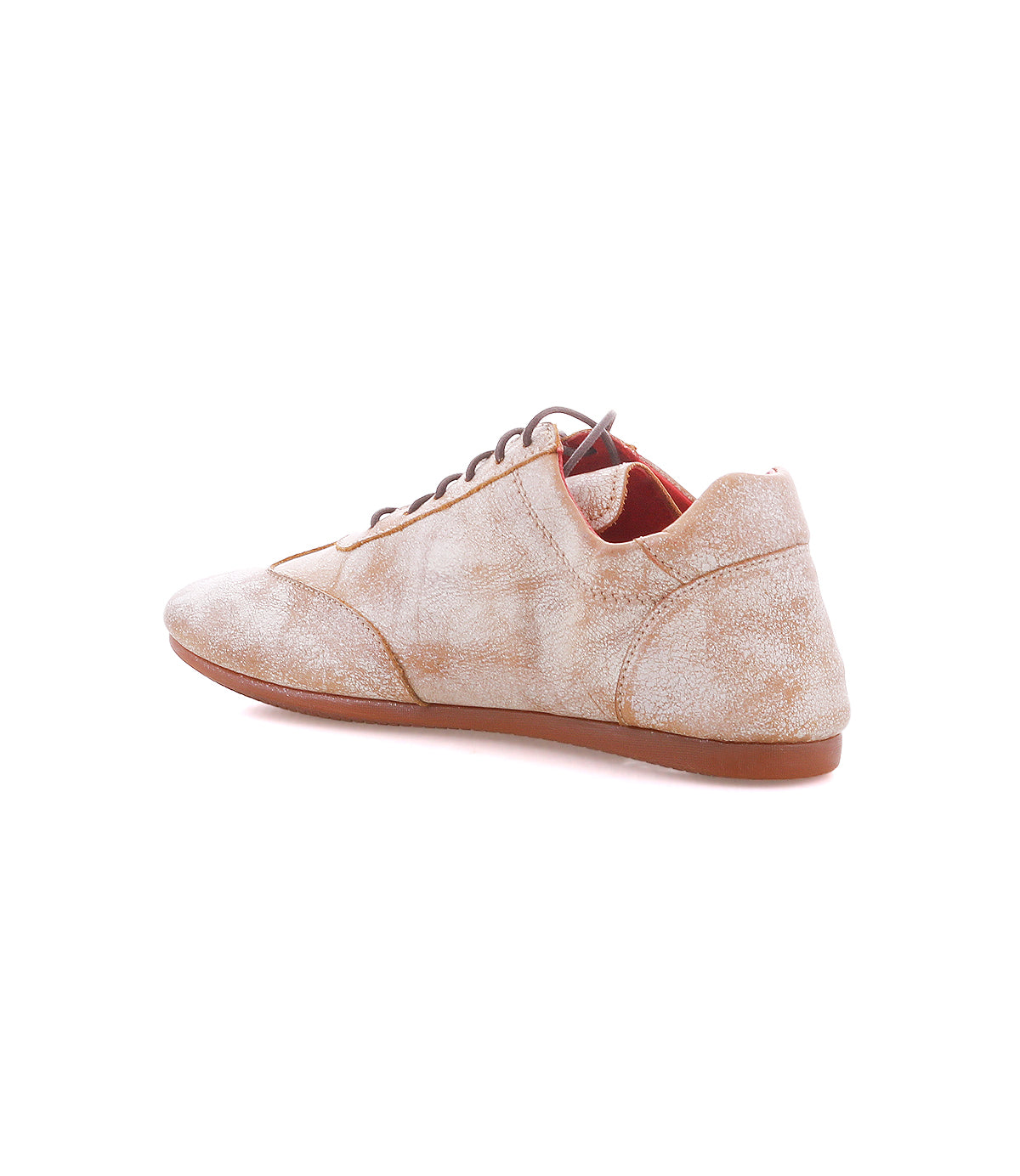 The Bed Stu Bingo II is a single beige and brown leather sneaker with laces and an EXTRALIGHT outsole, shown from the back left side against a white background.