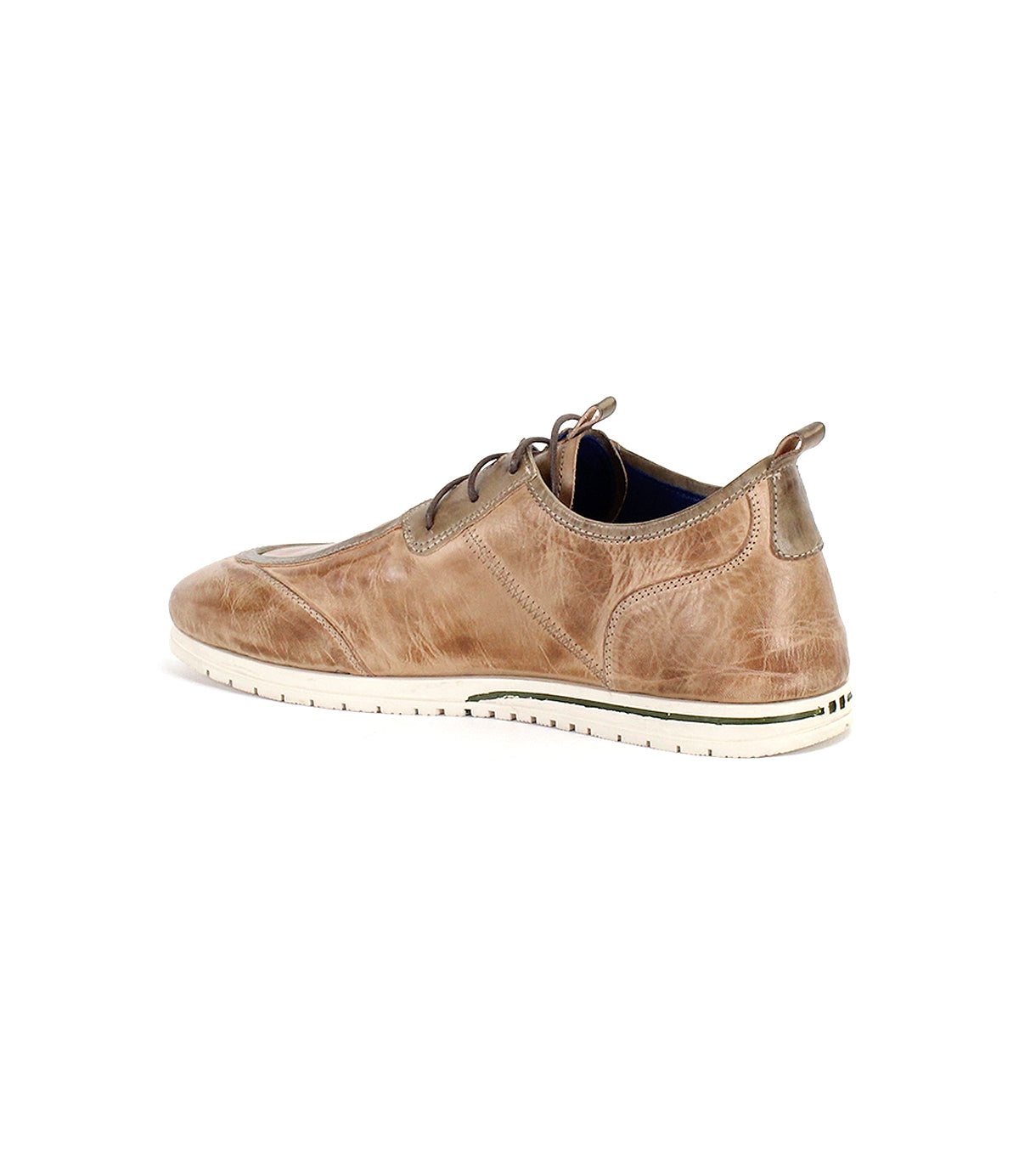 The Bed|Stü Britches is a refined brown chukka-style leather sneaker with a white sole, shown from the rear left side against a white background.