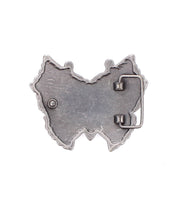 Back view of the Bed Stu Butterfly Bead Buckle in silver, featuring irregular edges and a visible clasp and hook mechanism—a bold western accessory.