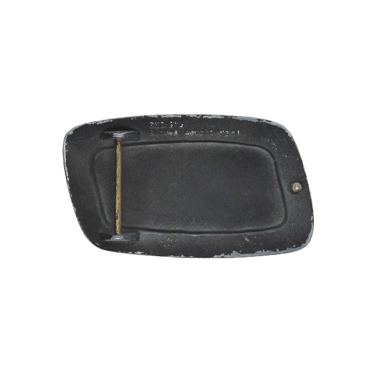 The Elevate Buckle by Bed Stu is a rectangular distressed belt buckle with a worn black finish, brass bar, and small stamped text at the top.