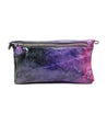 A worn multicolored leather Cadence crossbody clutch with a zipper on a white background by Bed Stu.