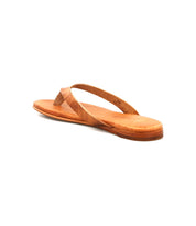 The Bed Stu Calma is a lightweight, comfortable brown leather sandal with a simple thong strap, shown angled on a white background—ideal for relaxed footwear needs.