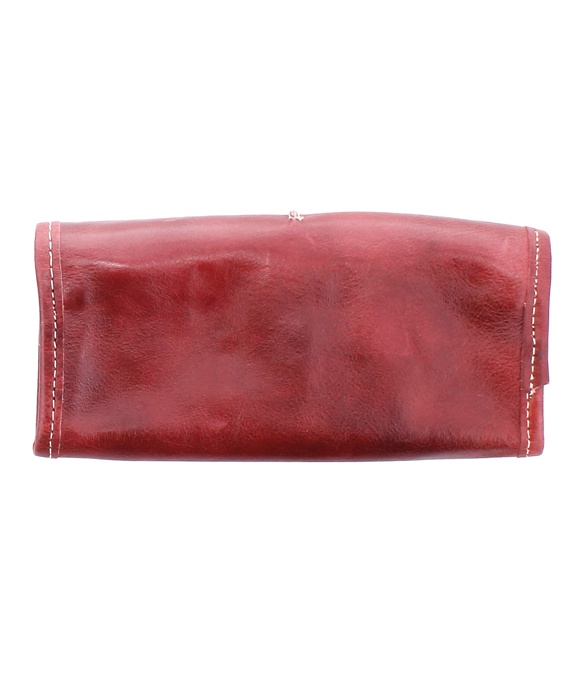 The Bed Stu Canton is a rectangular red leather wallet with visible edge stitching, shown from the front.