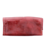 The Bed Stu Canton is a rectangular red leather wallet with visible edge stitching, shown from the front.