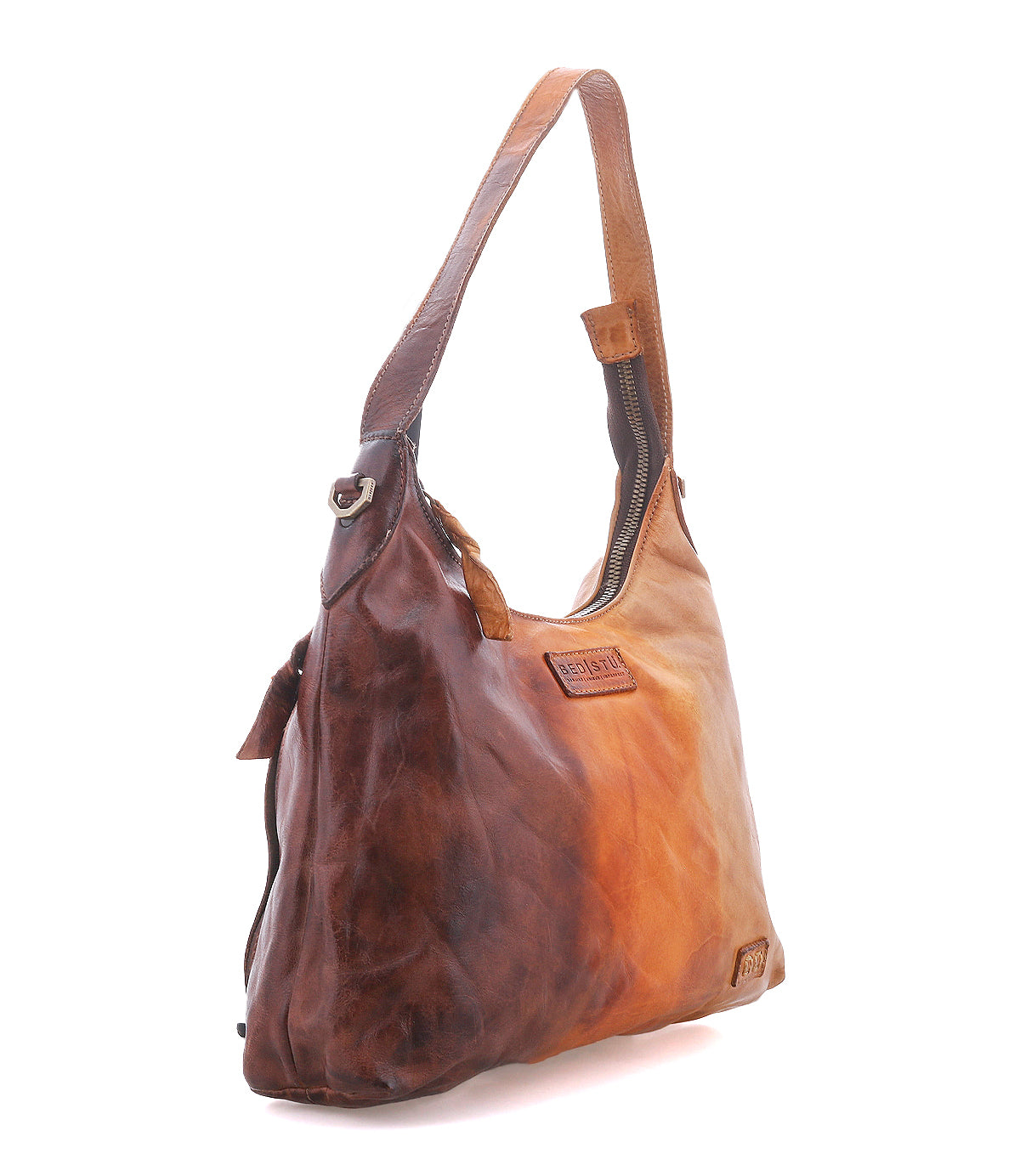 Bed|Stü Decatur LTC ombré full-grain leather hobo bag with a single shoulder strap, top zipper closure, and an organized interior.