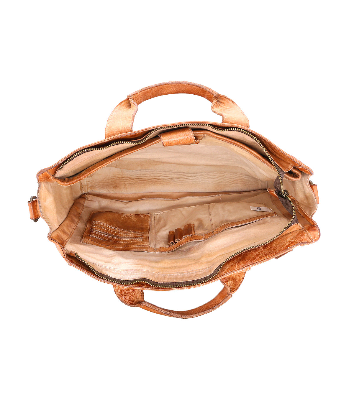 The organized belongings inside a Depp by Bed Stu bag.