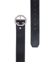 The Bed Stu Dreampath belt is crafted from genuine leather and features a sleek octagon buckle with slanted rectangle-shaped holes for a modern look.