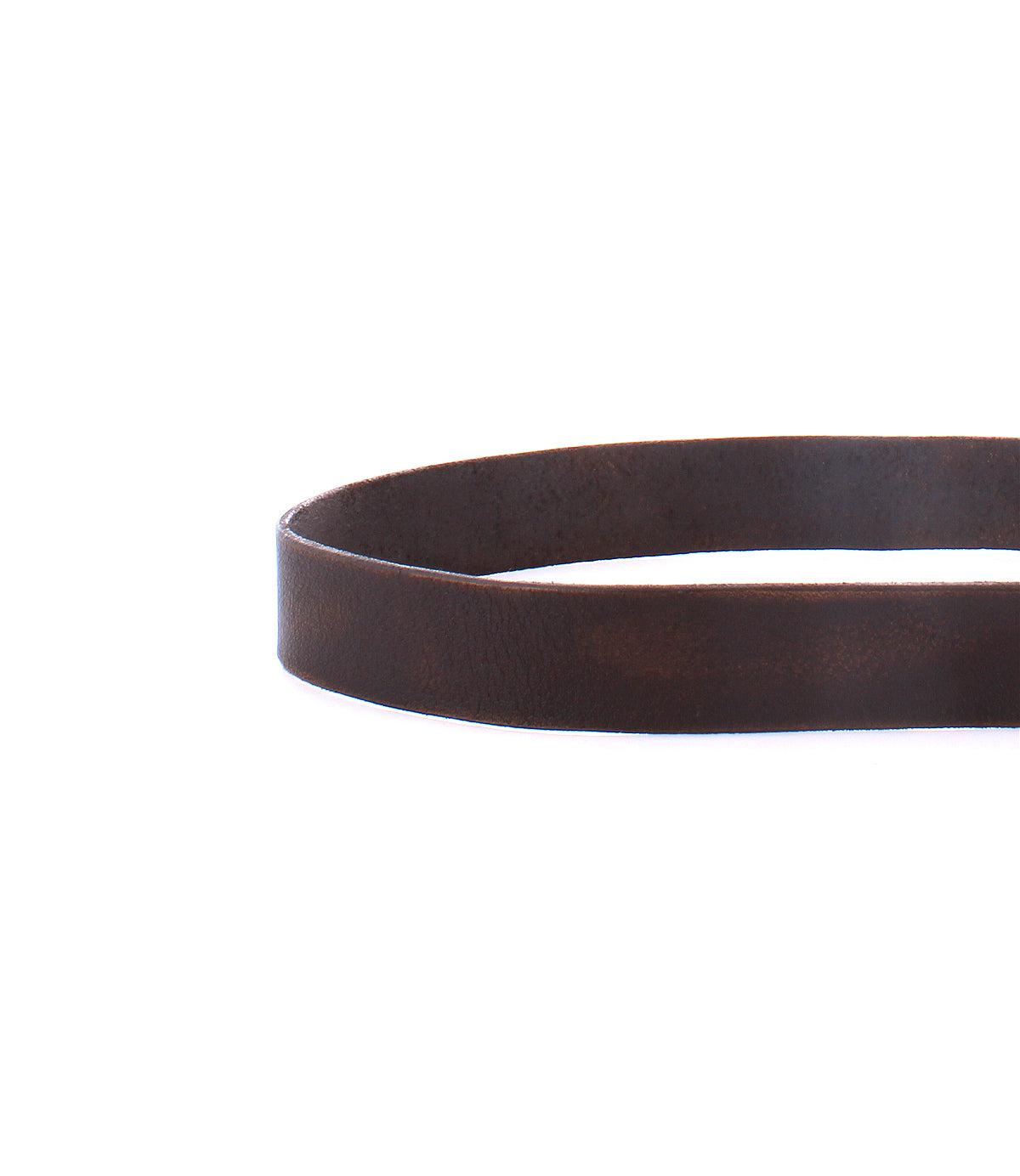A close-up of the Bed Stu Drifter belt in dark brown leather showcases its smooth, refined texture and stylish appeal—an ideal weekend accessory—photographed on a white background.