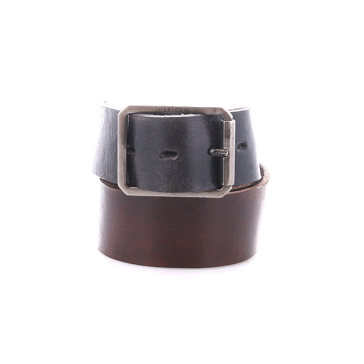 The Drifter by Bed Stu features a dark brown leather strap and a silver rectangular buckle—an ideal weekend accessory that adds refined style against a crisp white background.