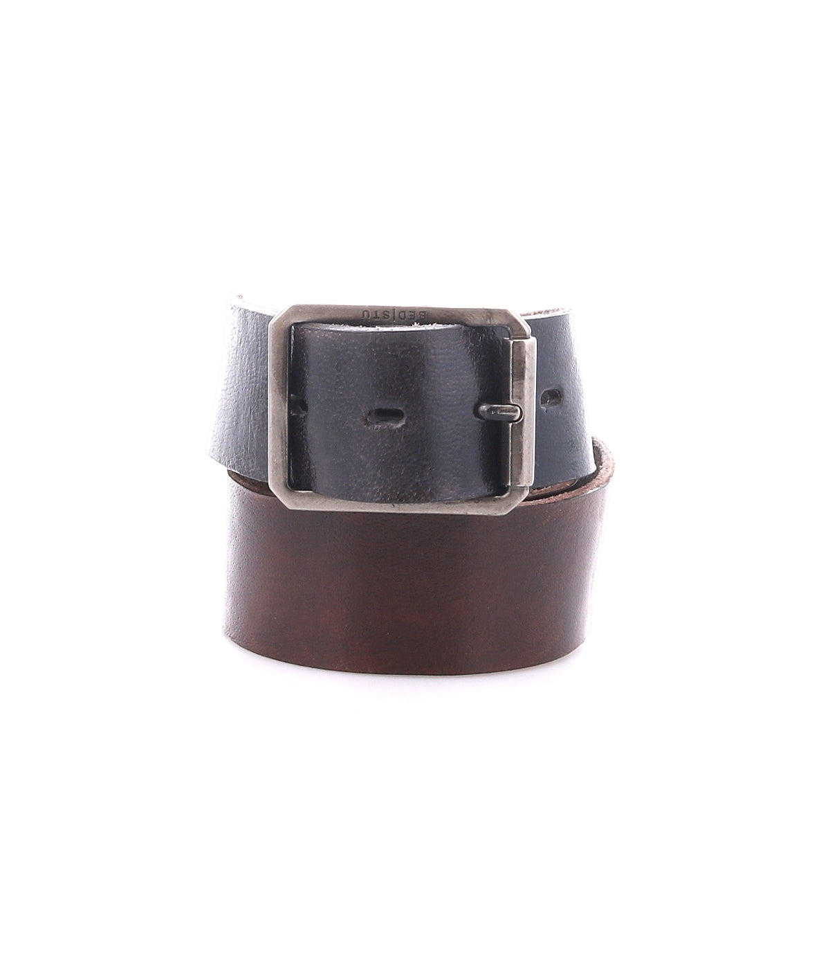 The Drifter by Bed Stu features a dark brown leather strap and a silver rectangular buckle—an ideal weekend accessory that adds refined style against a crisp white background.