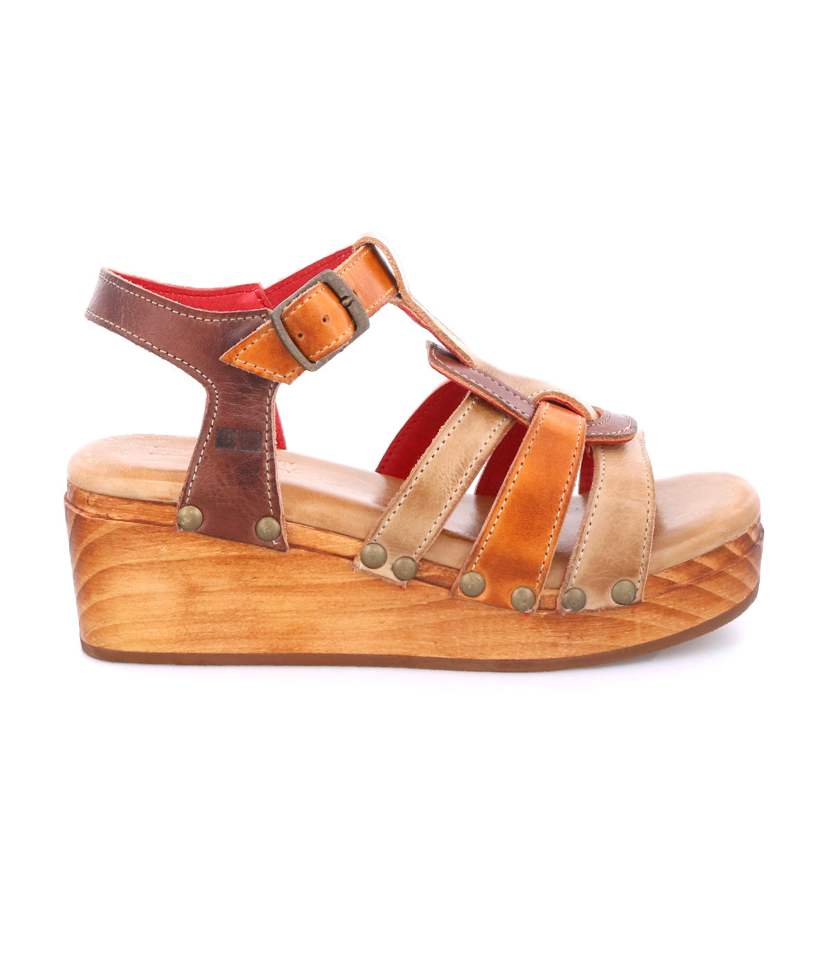 BED|STU Women's FABIOLA Buckle Ankle Strap Wooden Wedge Sandal - Picture 12 of 16