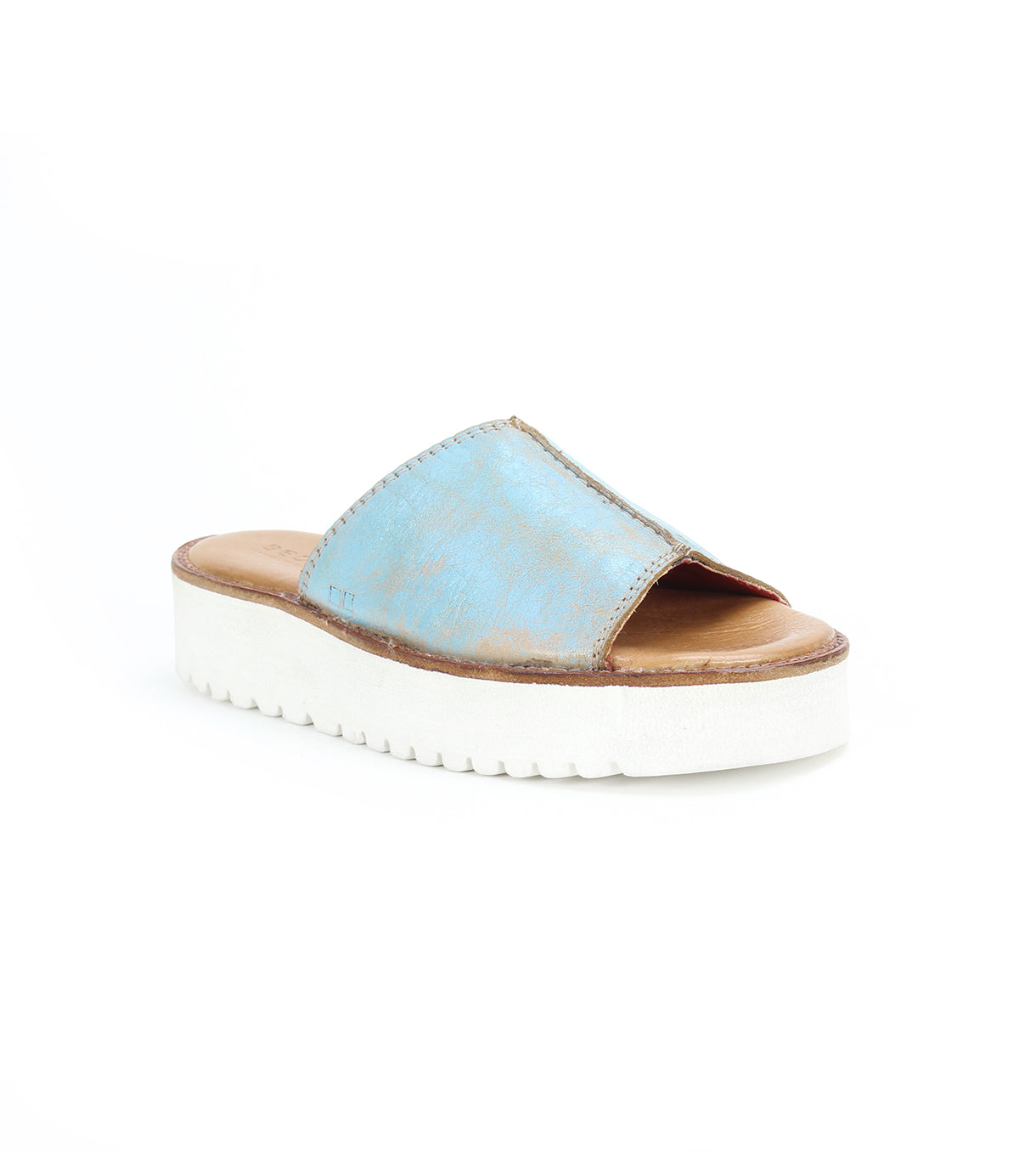 A stylish Fairlee II by Bed Stu blue and white leather slide sandal.