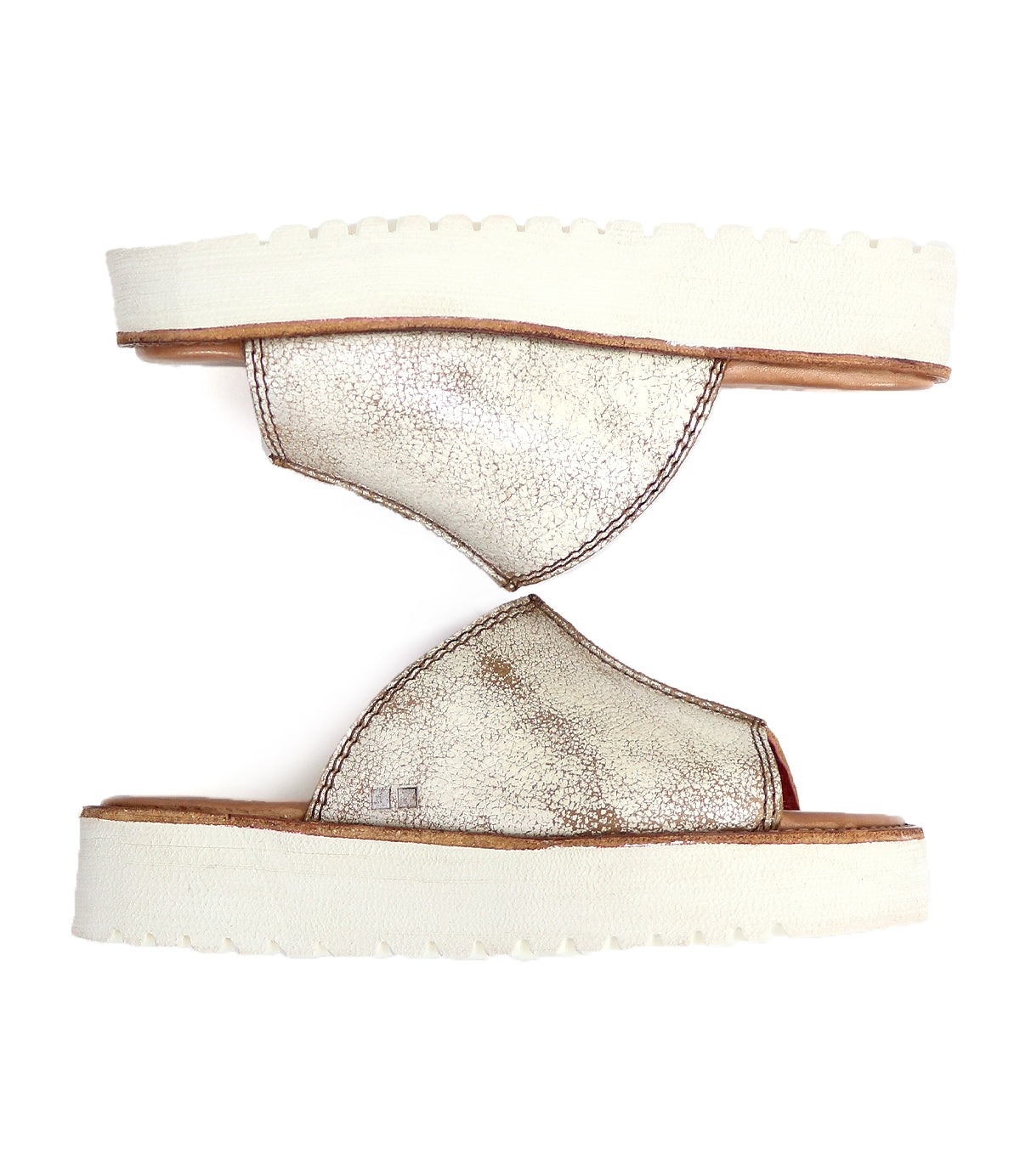 A pair of comfortable white leather Bed Stu Fairlee II slide sandals.
