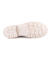 The Fuel by Bed Stu features a white rubber sole with a textured tread pattern, shown from the bottom against a plain white background to highlight its lightweight outsole for comfortable wear.