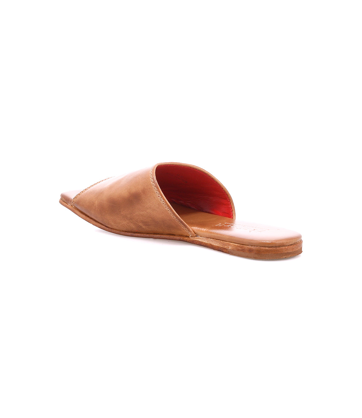 The Bed Stu Gailee is a brown leather slide mule sandal with a flat sole, open back, and cushioned footbed for comfort, shown on a white background.