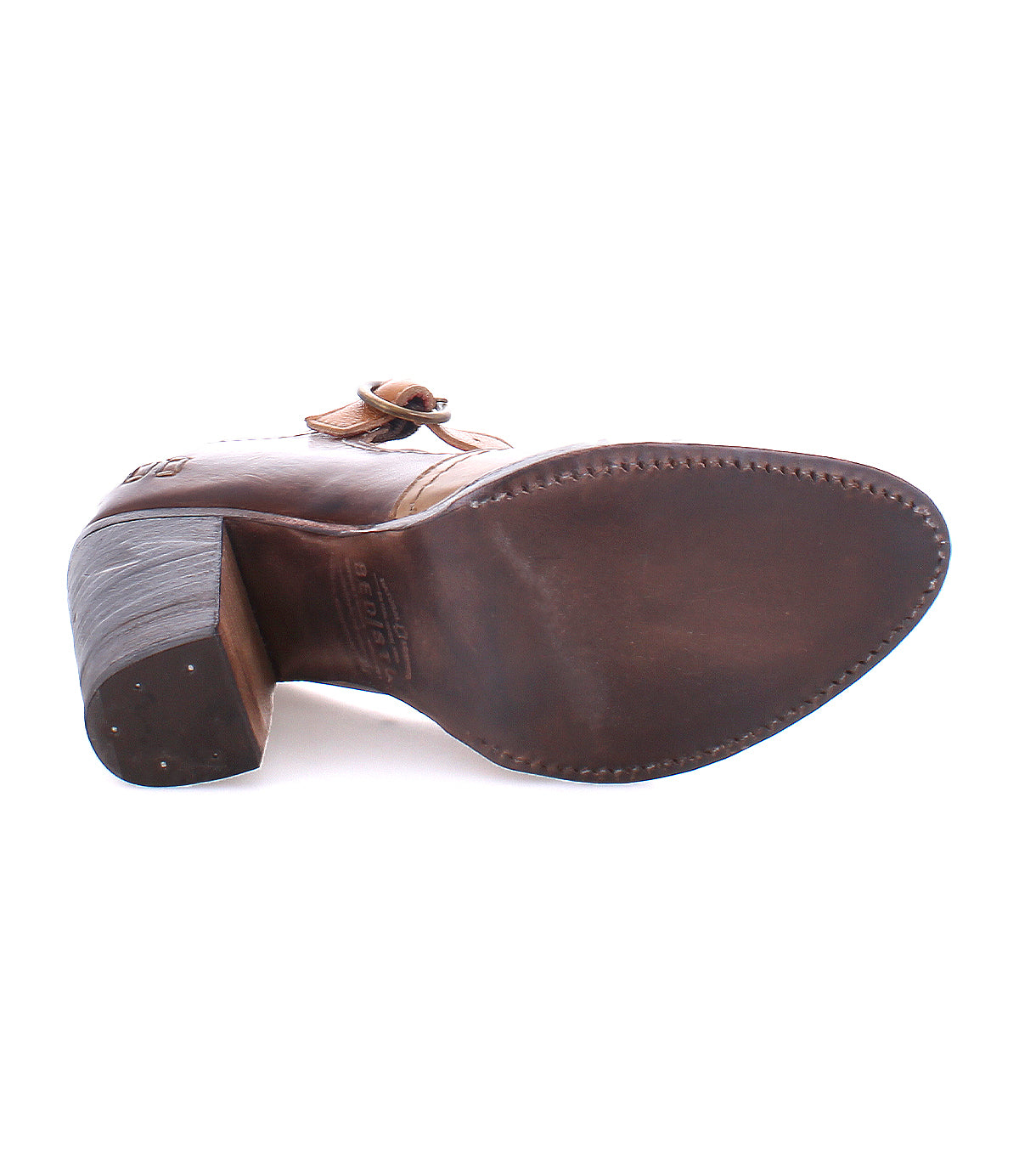 A single Ishtar mary jane pump by Bed Stu photographed from a side angle showcasing the adjustable strap.