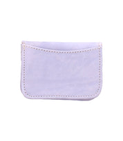 The Bed Stu Jeor is a compact, plain white leather card holder with visible stitching and a top opening, shown against a white background.