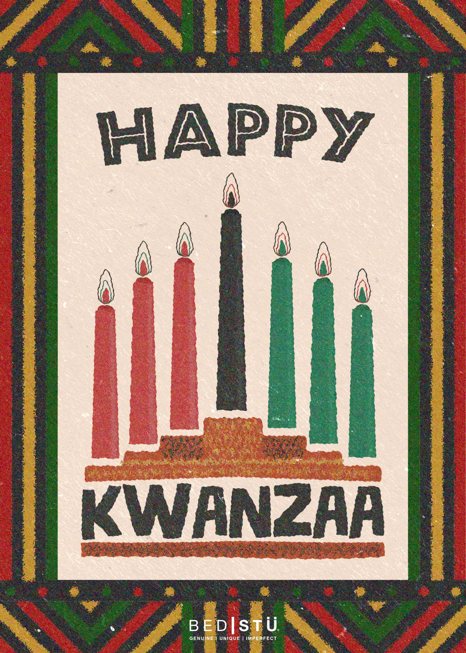 Bed|Stü Happy Kwanzaa greeting card.
