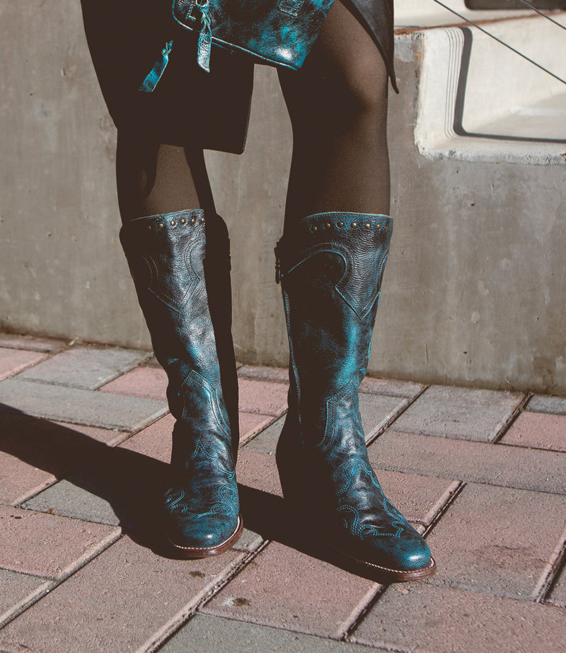 Blue and Black Tall western boots