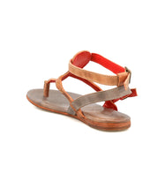 The Bed Stu Moon sandal is a brown leather style with ankle and toe straps, a flat sole, open heel, and cushioned insole for added comfort.