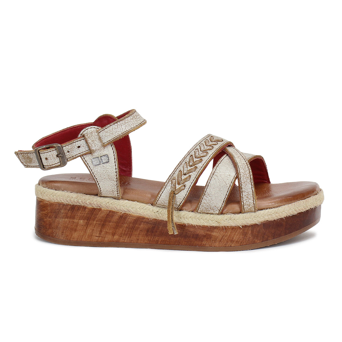 Women's Necessary platform sandals with stylish stitched straps by Bed Stu.