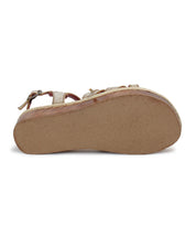 Side view of a Necessary sandal with stylish stitched straps from Bed Stu.