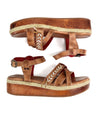 Brown Bed Stu platform sandals with stylish stitched straps and an espadrille-style sole on a white background.