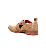 Brown leather Neftis lace-up dress shoe by Bed Stu on a white background.