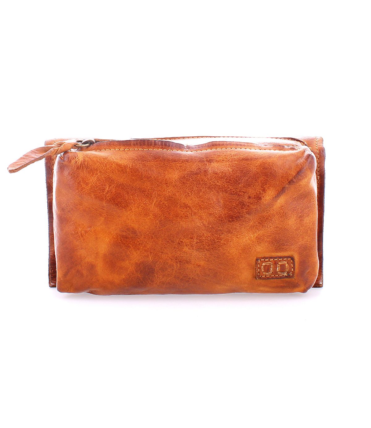 The Parle by Bed Stu is a versatile brown leather zip wallet, featuring a small logo patch in the corner for both style and functionality.