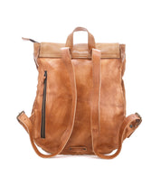 The Bed Stu Ranger is a sturdy brown leather backpack with adjustable shoulder straps, a top handle, and a vertical zippered side pocket—perfect for everyday use.