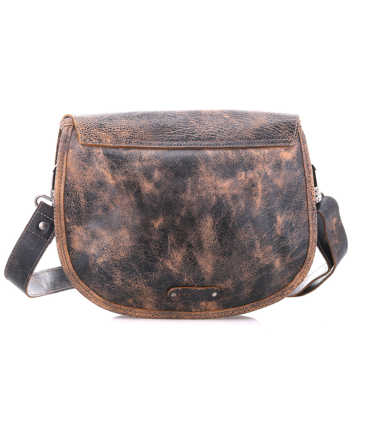The Sequoia by Bed Stu is a brown vegetable-tanned leather crossbody bag with a flap closure and adjustable strap, shown against a white background.