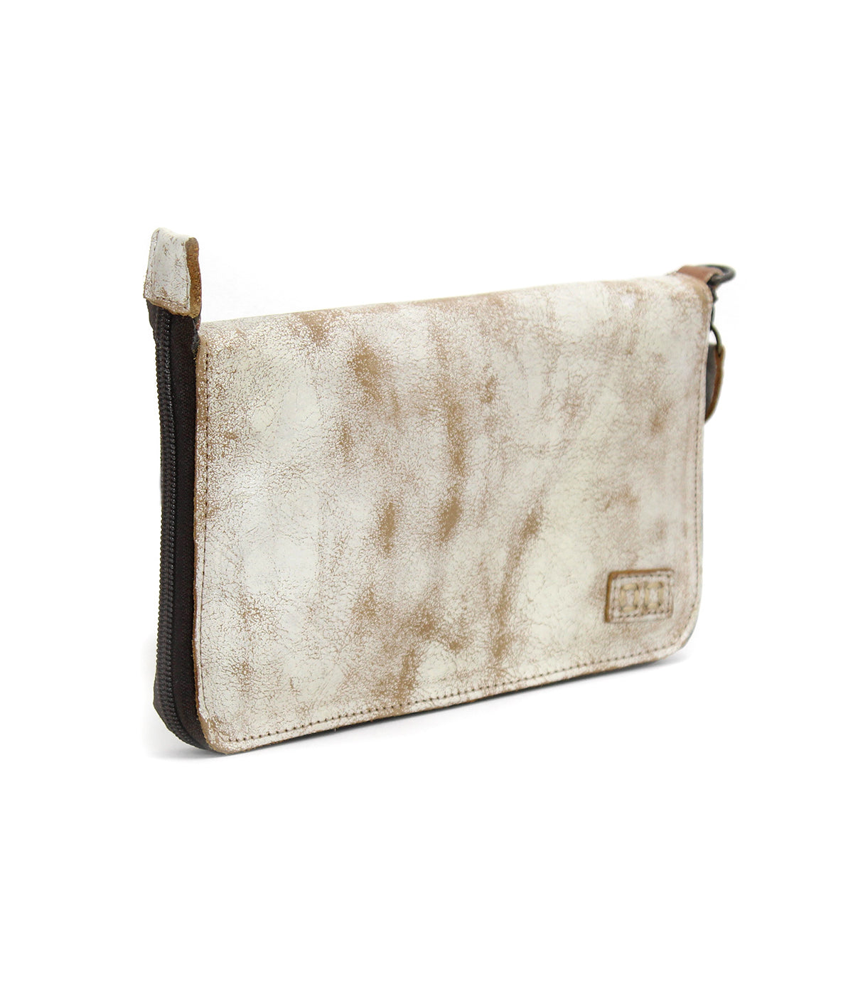 A Templeton II leather wallet from Bed Stu, with a zipper on it, perfect for securely storing your essentials.