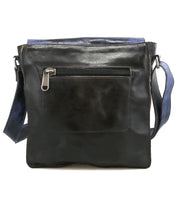 The Bed Stu Venice Beach is a handmade black leather crossbody bag with a front zippered pocket and adjustable shoulder strap for versatile style.