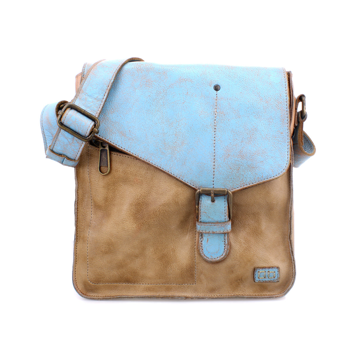 A vintage-inspired masterpiece, the Venice Beach messenger bag by Bed Stu features a bohemian-inspired design with two straps.