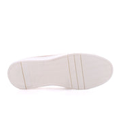 The image showcases the sole of the Bed Stu Webmaster men's sneaker in pristine white, featuring a herringbone pattern and two horizontal grooves, designed for all-day comfort.