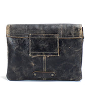 A stylish Ziggy II black leather crossbody clutch bag with compartments on a white background, by Bed Stu.