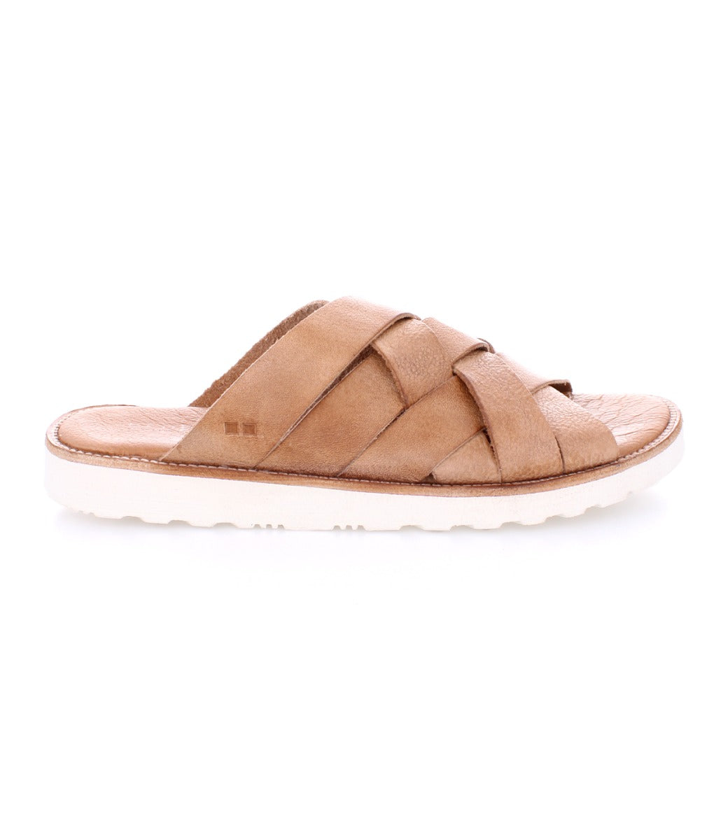 A single Abraham Light leather slide sandal in men's sizes with crisscross straps, displayed against a white background by Bed Stu.
