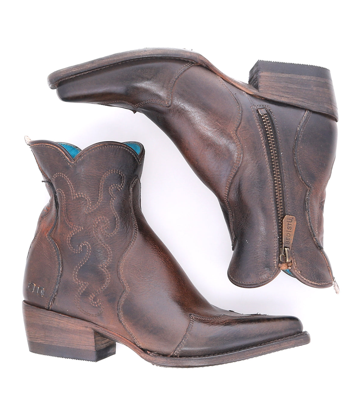 A pair of comfortable Ace leather cowboy boots in western style from Bed Stu.