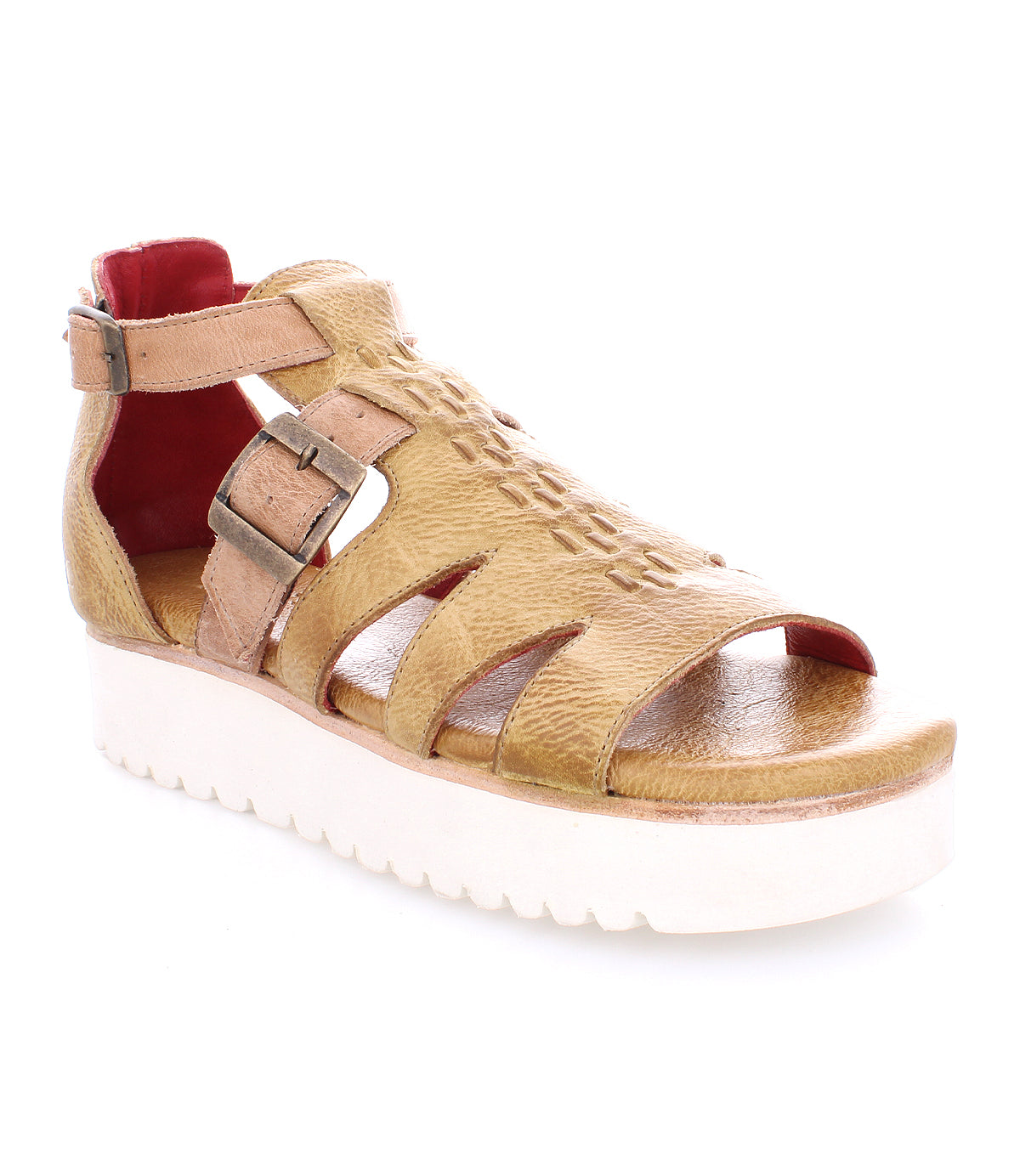 A Bed Stu women's sandal with two straps and a white sole named Ada.